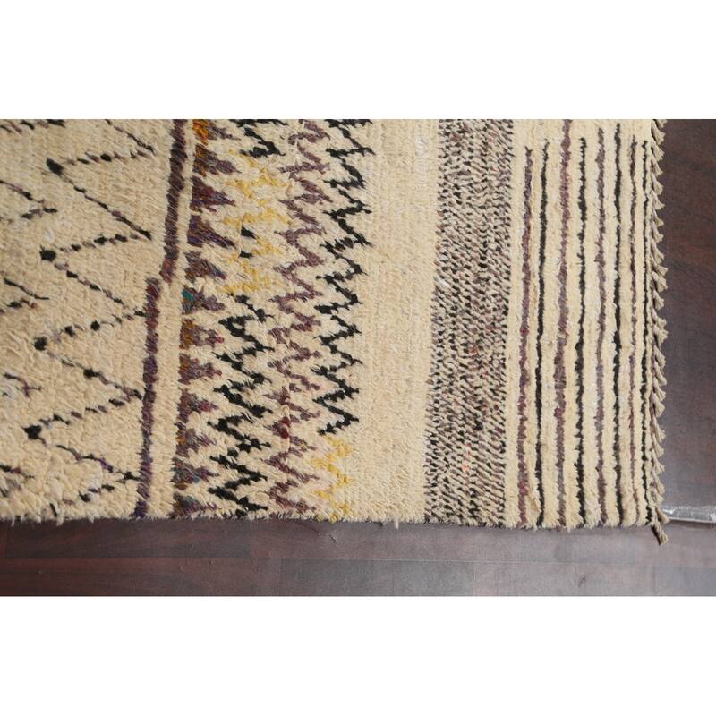 Geometric Tribal Moroccan Wool Area Rug Hand-knotted Oriental Carpet - 8'0" x 10'6"