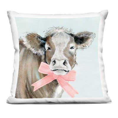 Stupell Cow with Pastel Ribbon Decorative Printed Throw Pillow Design by Tava Studios