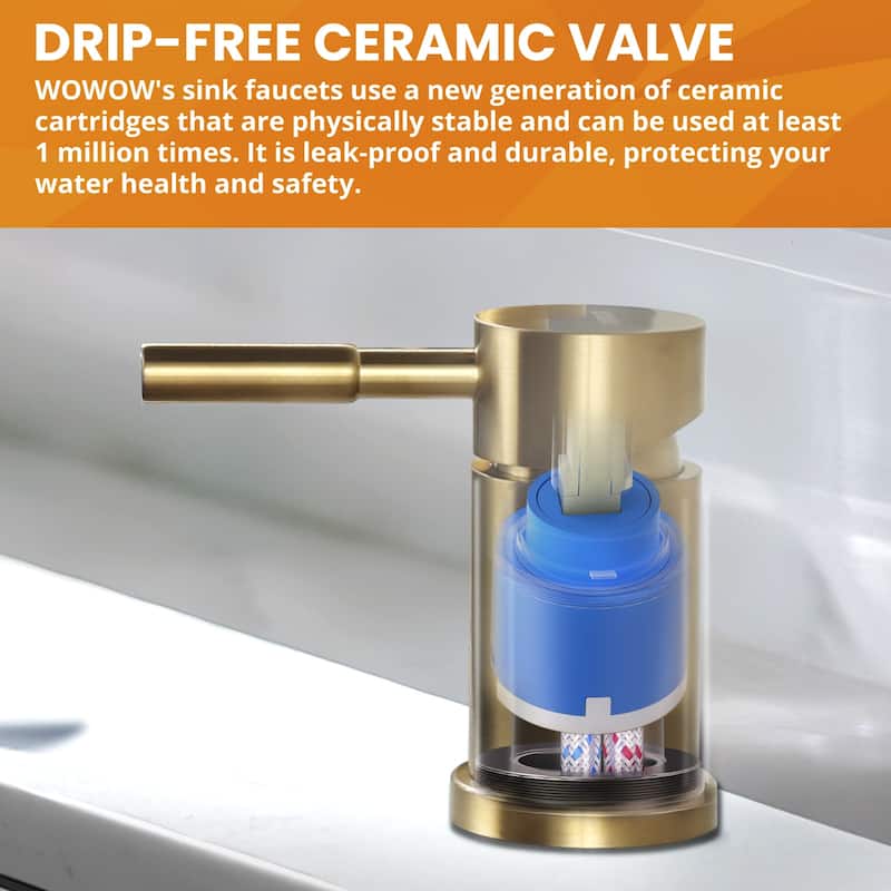 WOWOW Single Handle Pull Down Kitchen Faucet with Soap Dispenser