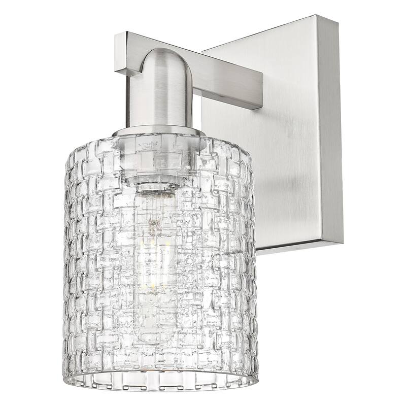 Innovations Lighting 716-1W-11-5 Cobbleskill Sconce Cobbleskill 11" - Brushed Satin Nickel / Clear Basket Weave
