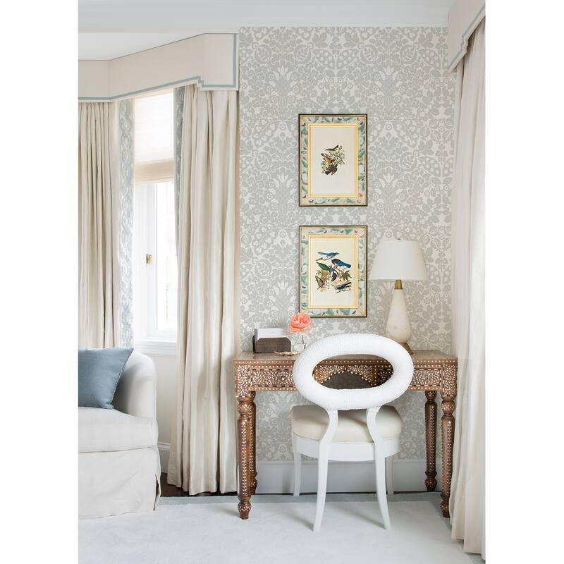 A-Street Prints Marni Grey Fruit Damask Wallpaper