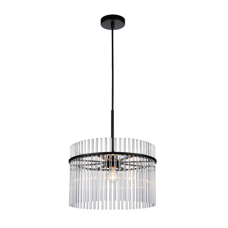 Artcraft Ava 1-Light Semi Flush Mount - Black with Clear Glass Rods Shade