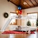 preview thumbnail 2 of 13, Kid Bed Frame Unique Metal Full over Full Bunk Bed with Slide and Guardrails