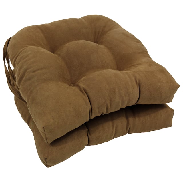 16-inch U-shaped Indoor Microsuede Chair Cushions (Set of 2, 4, or 6) - Set of 2 - Saddle Brown