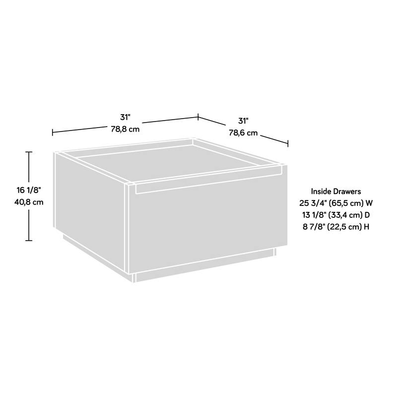 Wood Coffee Table with Full-Extension Drawers - 31.02" L x 30.95" W x 16.06" H