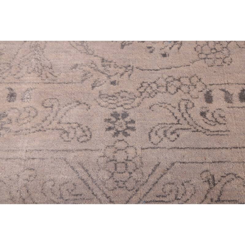 ECARPETGALLERY Hand Loomed Elysian Light Grey Viscose, Wool Rug - 6'8 x 10'0