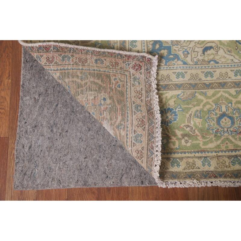 Hand Knotted Oriental 100% Wool Carpet Traditional Floral Peach Kashan Area Rug - 9' 8'' X 6' 6''