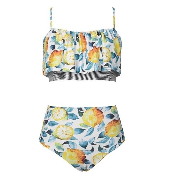 summer lemon falbala bikini set