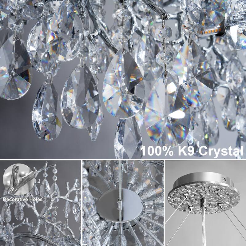 KAYLA 47.2" 14-Lights Gold Luxury Crystal Linear Chandelier