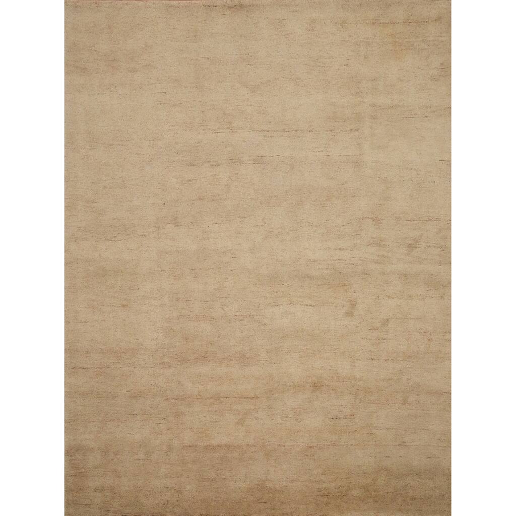 Hand Knotted Oriental 100% Wool Carpet Modern Solid Brown Gabbeh Area Rug - 9' 11'' X 8' 5''