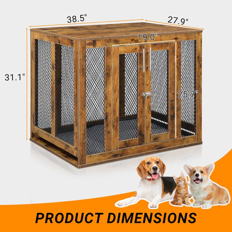 Furniture Dog Crate With Tray For Large Dogs, Indoor Aesthetic Puppy Kennel Pet House Dog Cage With Door