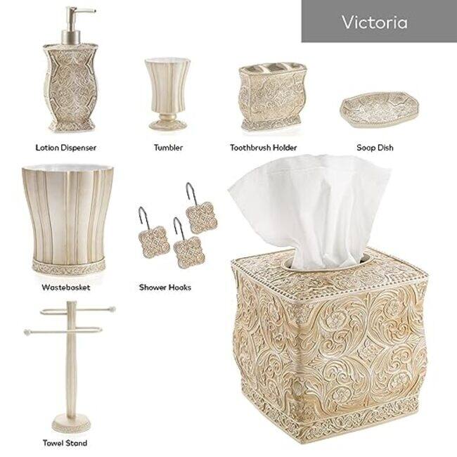 Creative Scents Victoria Syle Beige Bathroom Trash Can - off-white