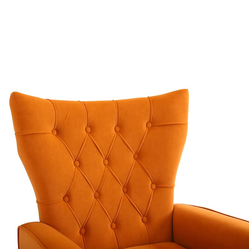 Upholstered Wingback Chair with Ottoman