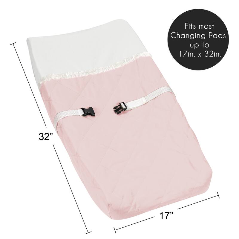 Boho Chic Pink Modern Pastel Girl Changing Pad Cover Bohemian Geometric Elegant Cream Off White Ivory Mid Century Retro Abstract