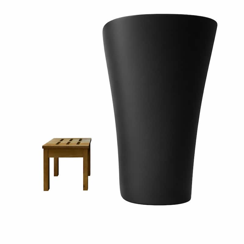 Modern Japanese Solid Surface Soaking Bathtub in White and Black