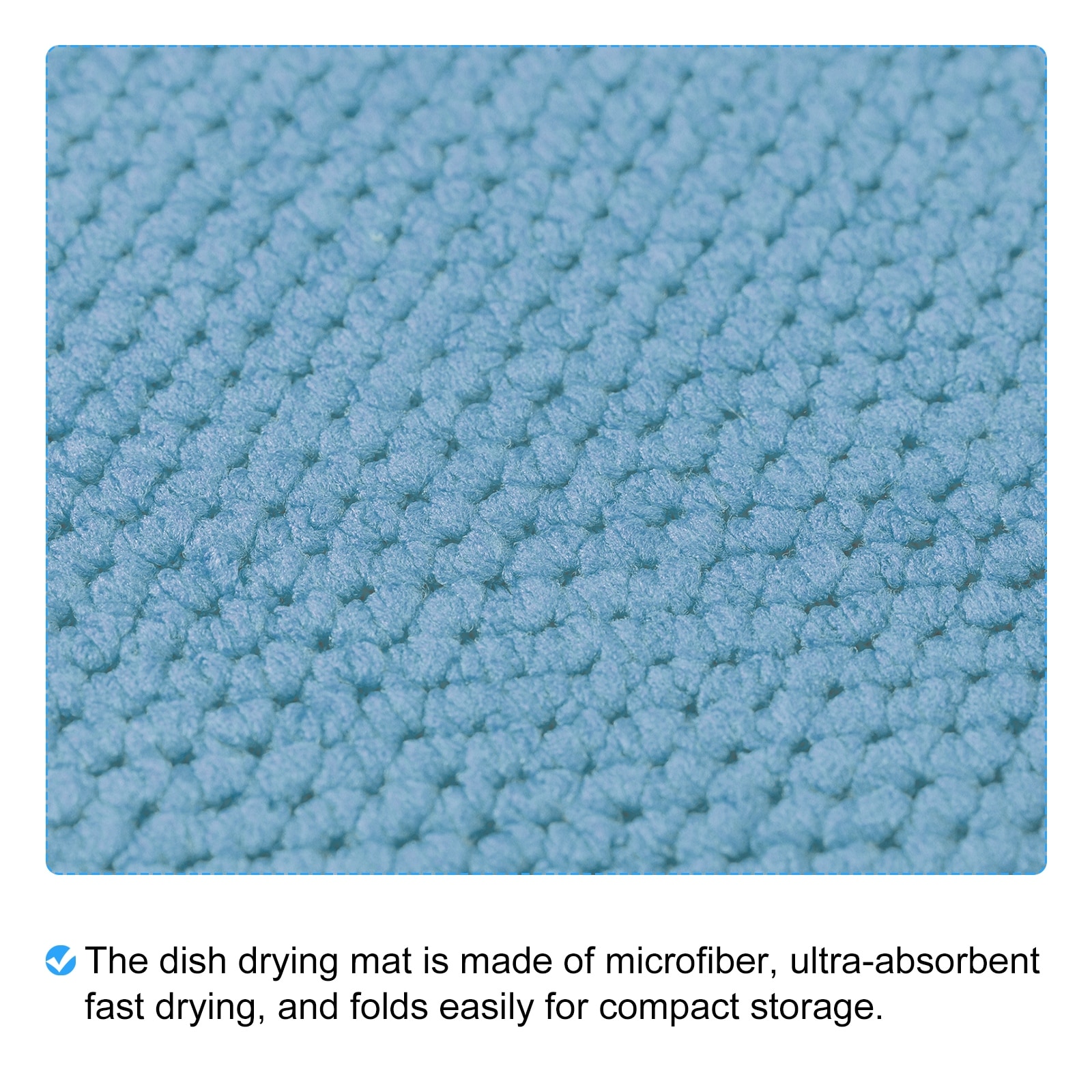 Unique Bargains 3pcs Microfiber Absorbent Dish Drying Mat for Countertop - Blue/Grey/Beige