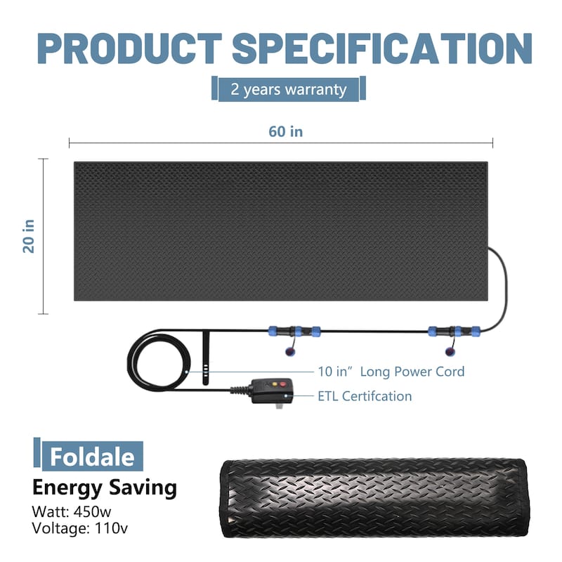 DoCred Heated Snow Melting Mat for Decks and Sidewalks