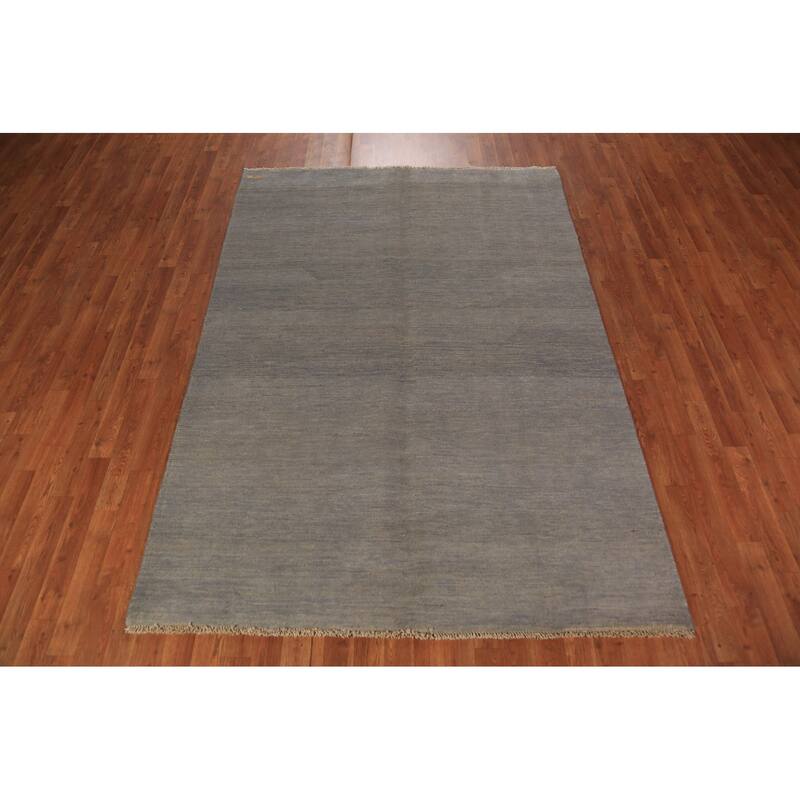 Modern Gray Gabbeh Oriental Area Rug Handmade Wool Carpet - 5'4" x 7'8"