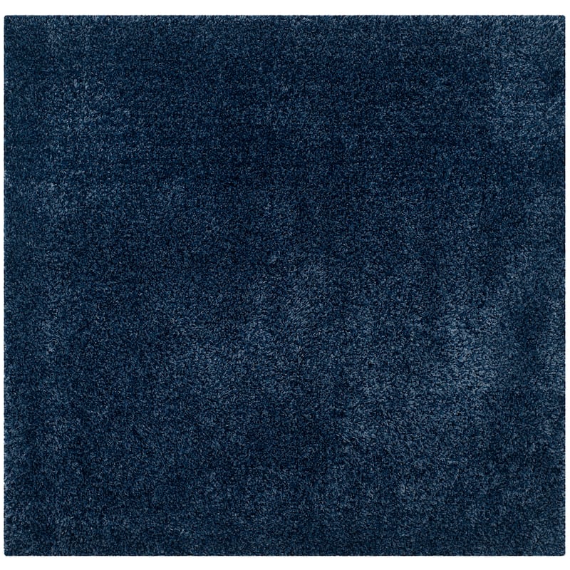 SAFAVIEH California Premium Shag Izat 2-inch Thick Area Rug - 5'3" Square - Navy