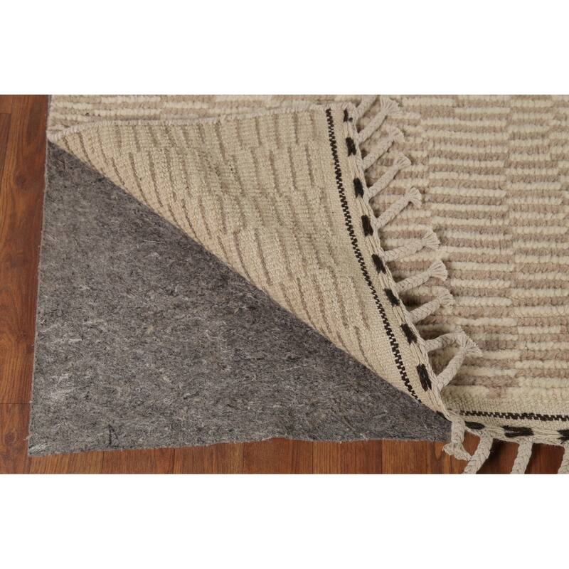 Beige Modern / Moroccan Area Rug Handmade Wool Carpet - 9'0"x 13'0"