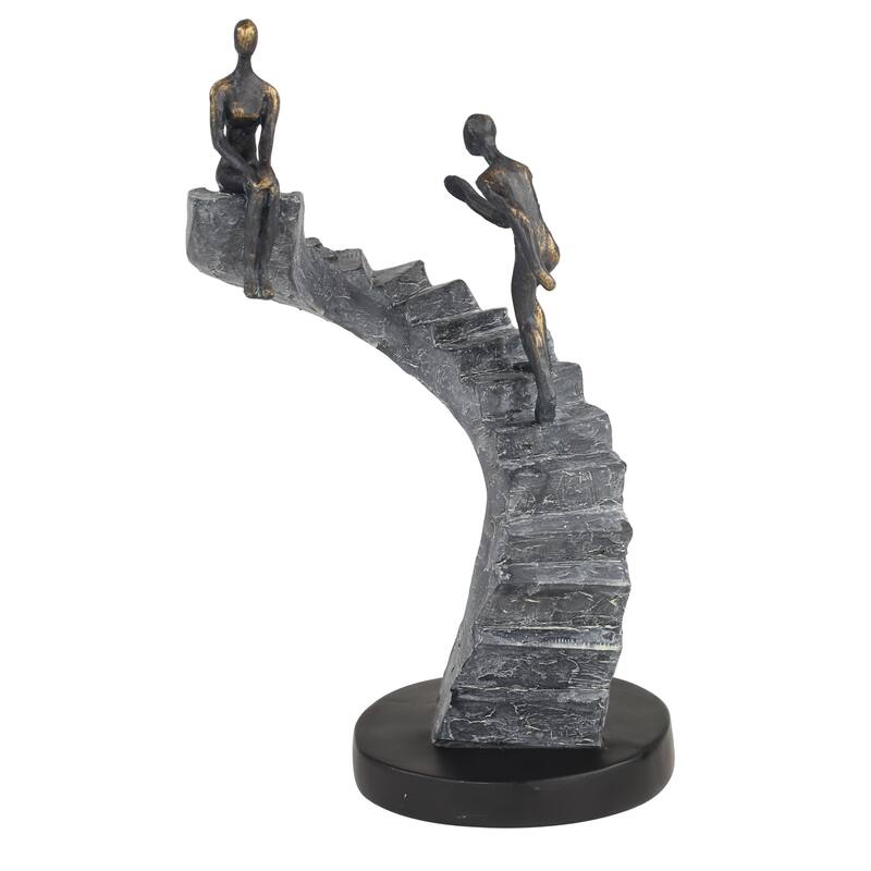 Polystone People Decorative Sculpture with Stairs - Black - Roche River Decor - Black