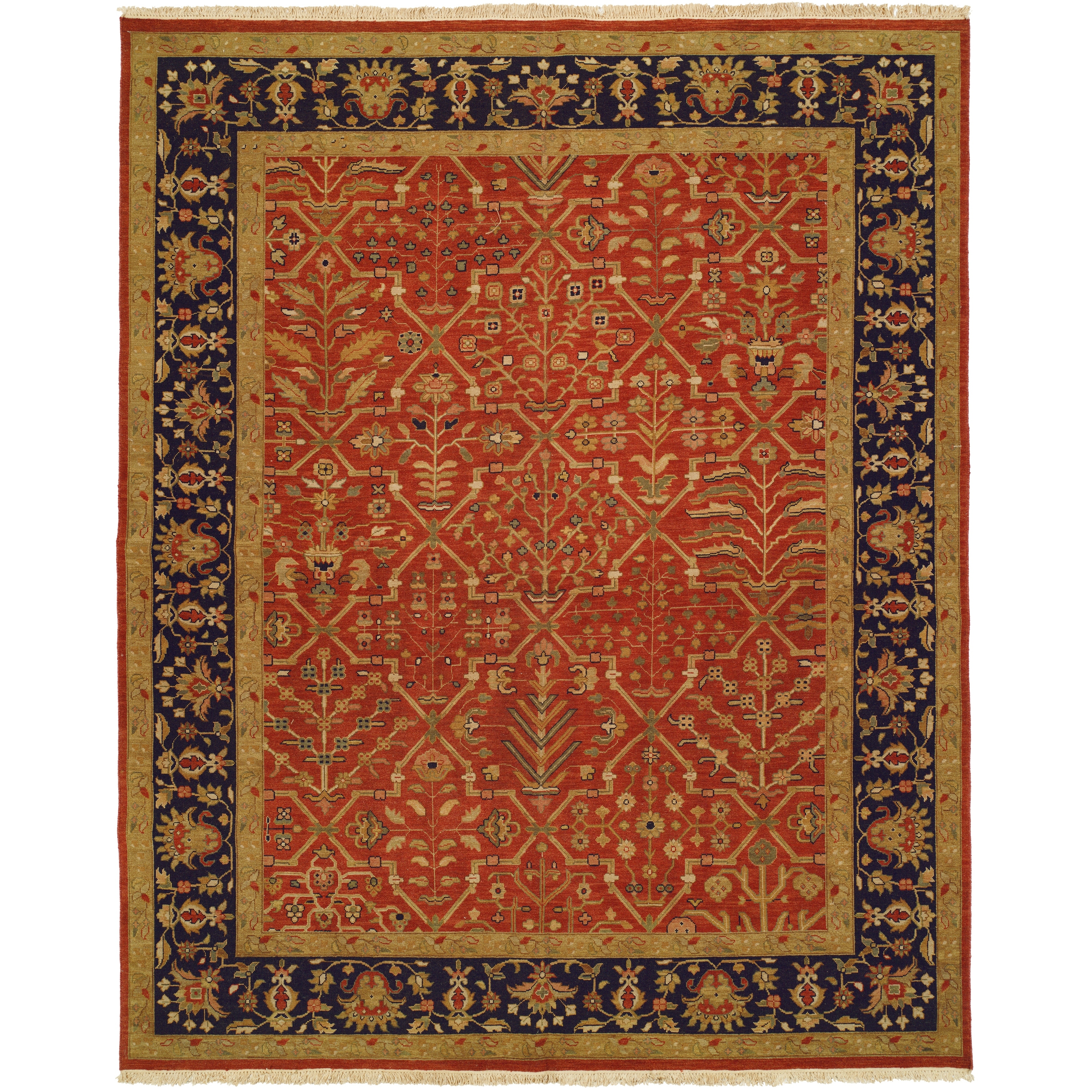Traditional Red Flatweave Wool Area Rug