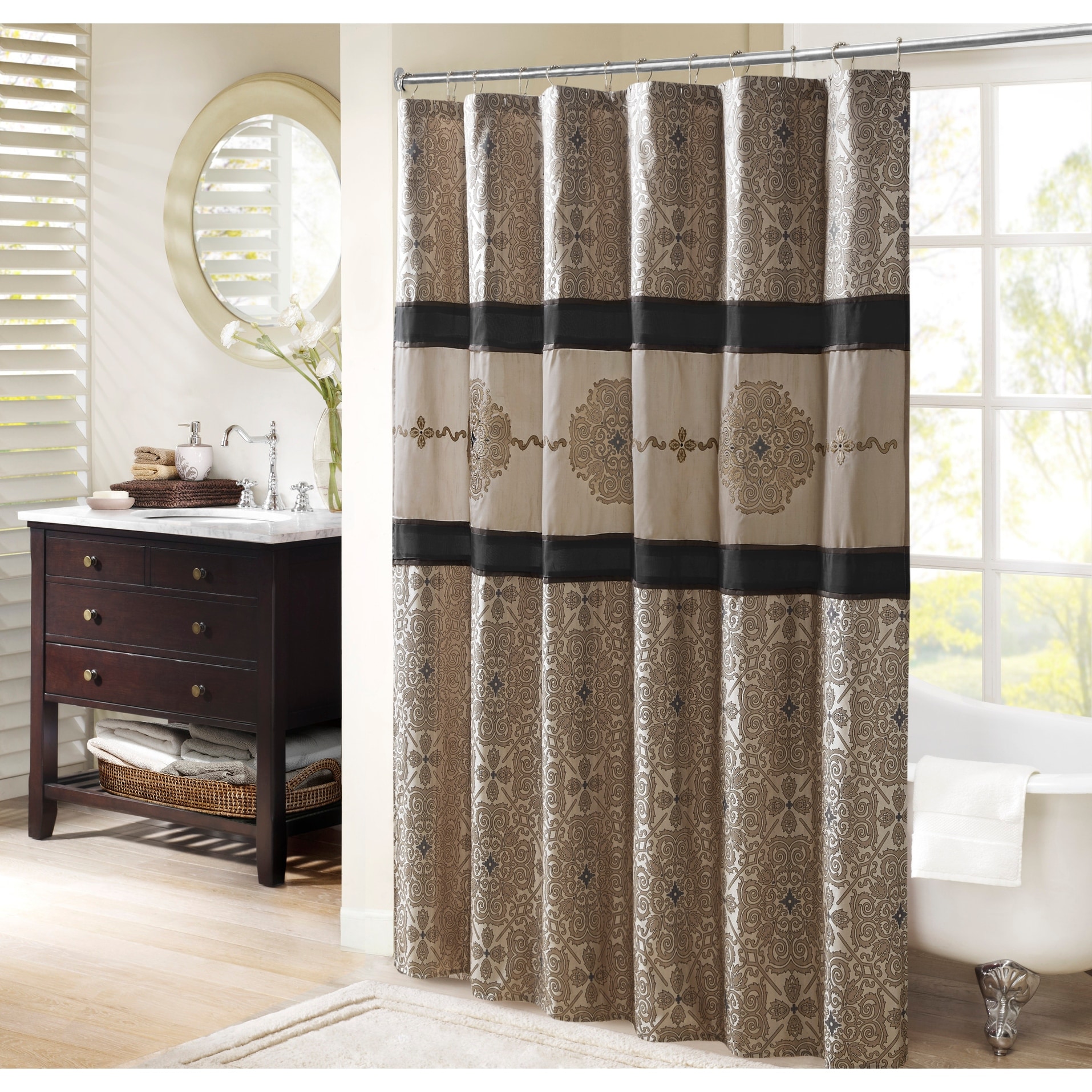 Madison Park Donovan Embroidered Shower Curtain
