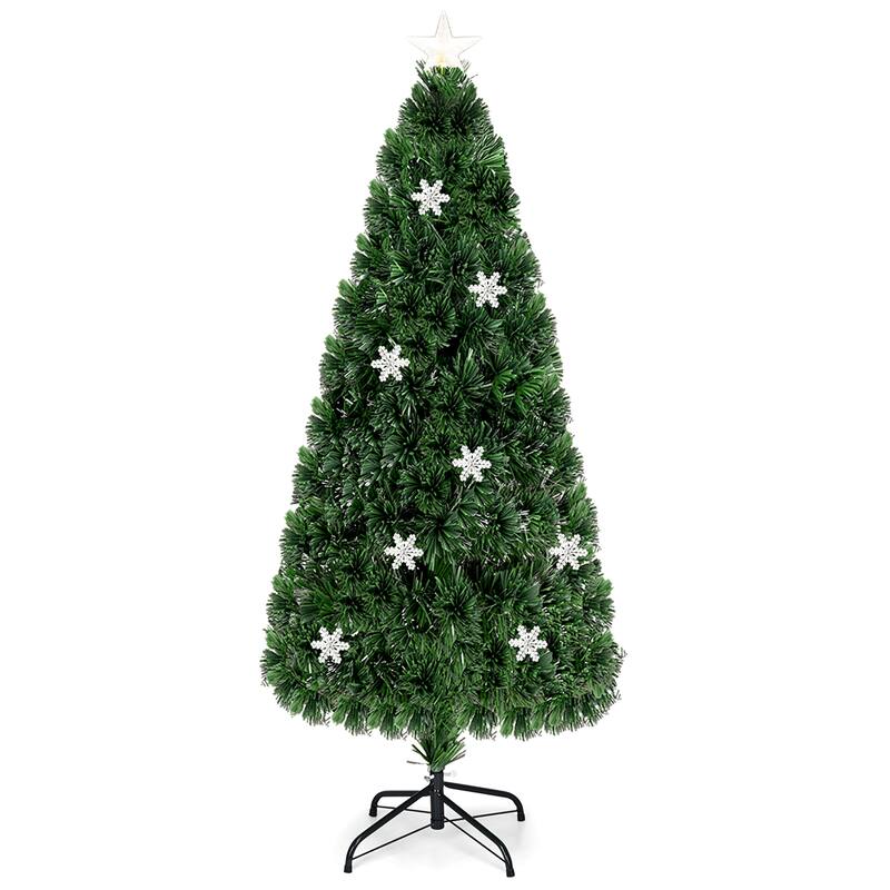 Costway 6' Pre-Lit Fiber Optic Artificial Christmas Tree w/Multi-Color - 6 FT