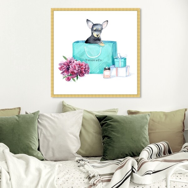 Oliver Gal 'acqua chic chihuahua' Animals Wall Art Framed Print