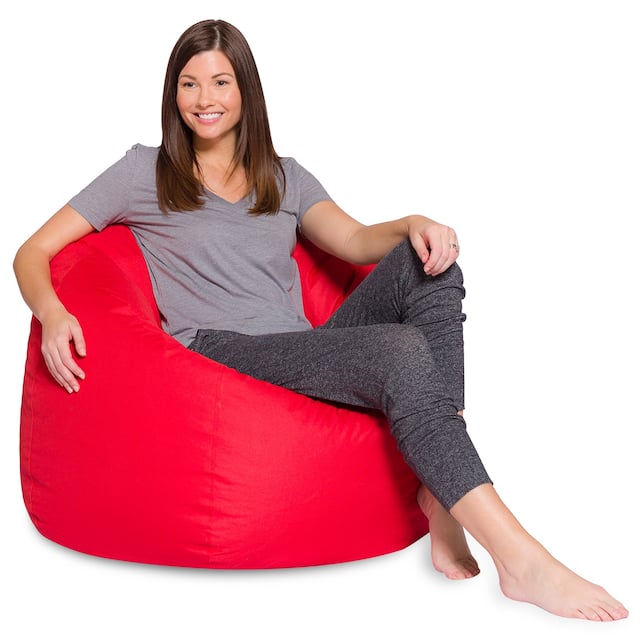 Kids Bean Bag Chair, Big Comfy Chair - Machine Washable Cover - 48 Inch Extra Large - Solid Red