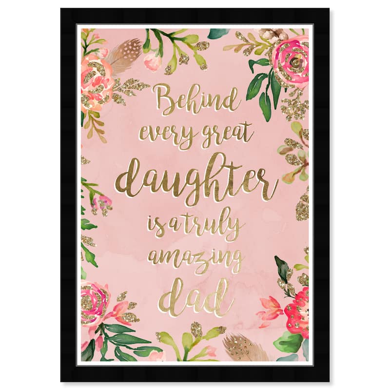 Wynwood Studio 'Amazing Dad' Typography and Quotes Pink Wall Art Framed Print
