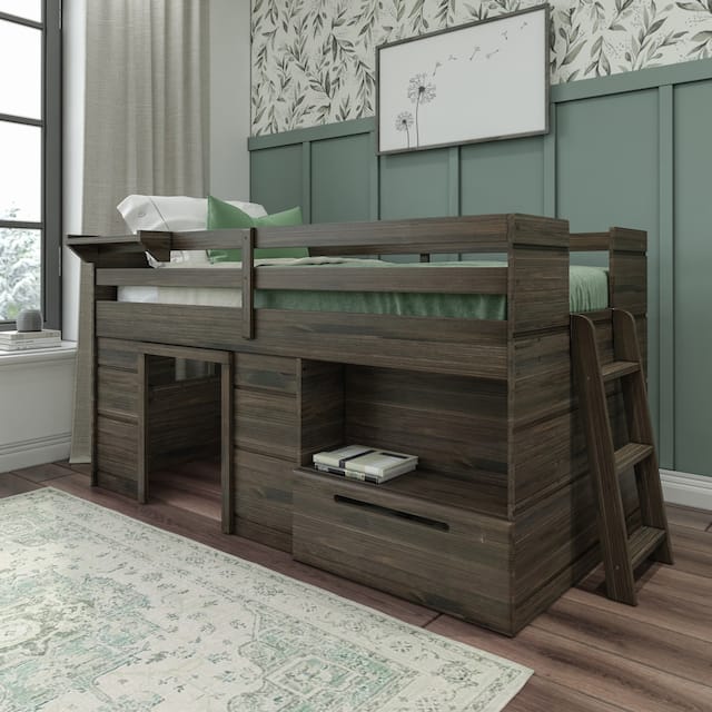 Max and Lily Farmhouse Twin Loft Bed with 1 Drawer
