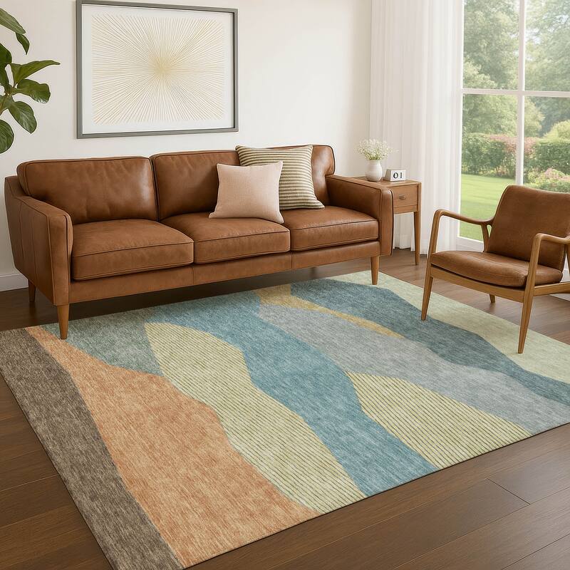 Machine Washable Indoor/ Outdoor Modern Dacono Chantille Rug