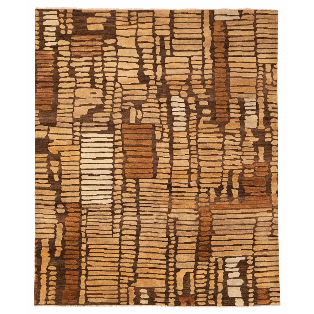 ECARPETGALLERY Hand-knotted Tangier Brown Wool Rug - 8'2 x 9'9