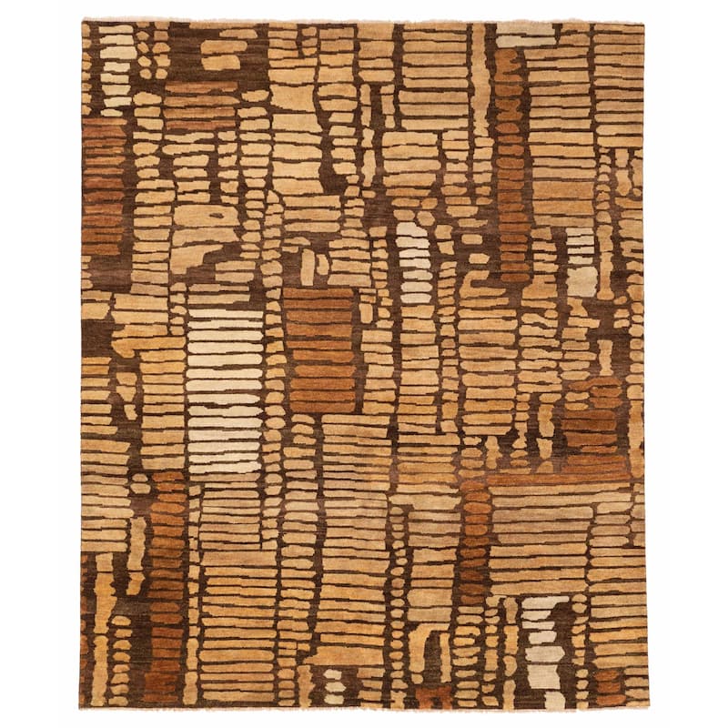 ECARPETGALLERY Hand-knotted Tangier Brown Wool Rug - 8'2 x 9'9