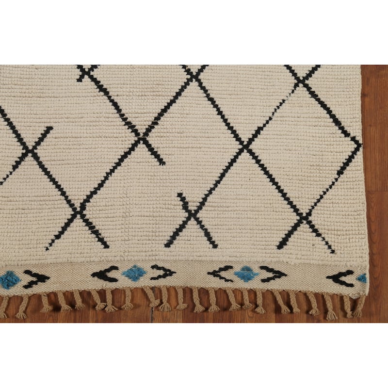 Moroccan Oriental Runner Rug Handmade Wool Carpet - 4'1"x 13'4"