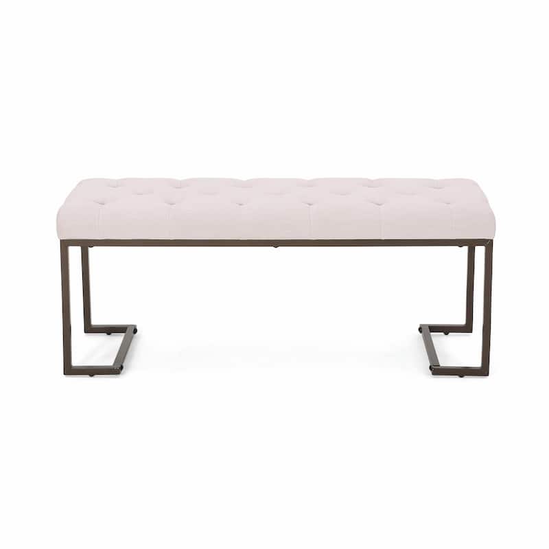 Button Tufted Ottoman Bench - Black & Bronze - Modern Design