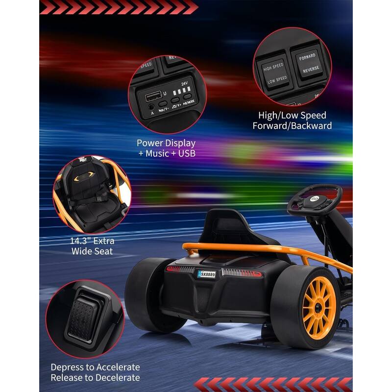 8MPH Fast Drifting Circling Car Ride On Go Kart for Kids Best Gift