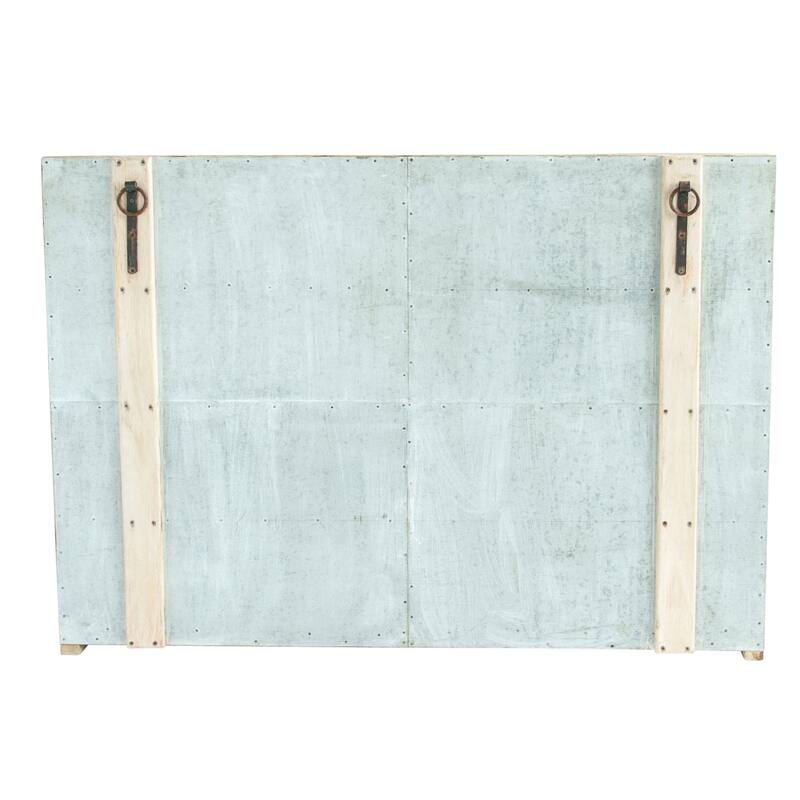 Reclaimed Wood Cabinet with 4 Glass Doors, 4 Shelves & Zinc Metal Backing (Each one will vary)