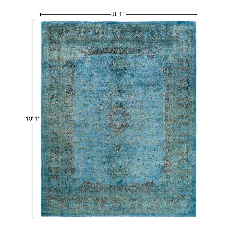 Fine Vibrance One-of-a-Kind Hand-Knotted Area Rug - Blue, 8' 1" x 10' 1" - 8' 1" x 10' 1"