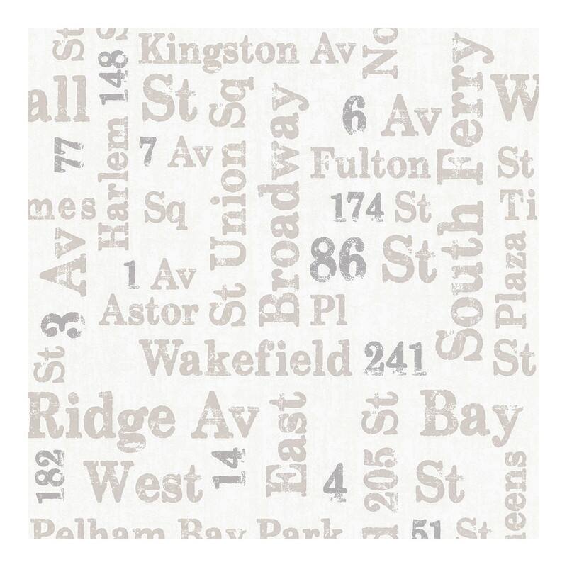 Advantage Ellis Taupe Typography Wallpaper - 20.5 x 396 x 0.025