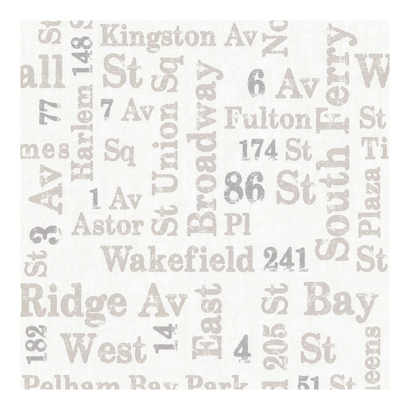 Advantage Ellis Taupe Typography Wallpaper - 20.5 x 396 x 0.025