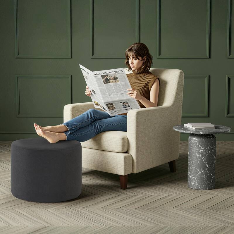 Bezseller Soft Boucle Pouf Ottoman, Comfortable Foot Rest, Full Foam Filling Footstool for Living Room, Bedroom