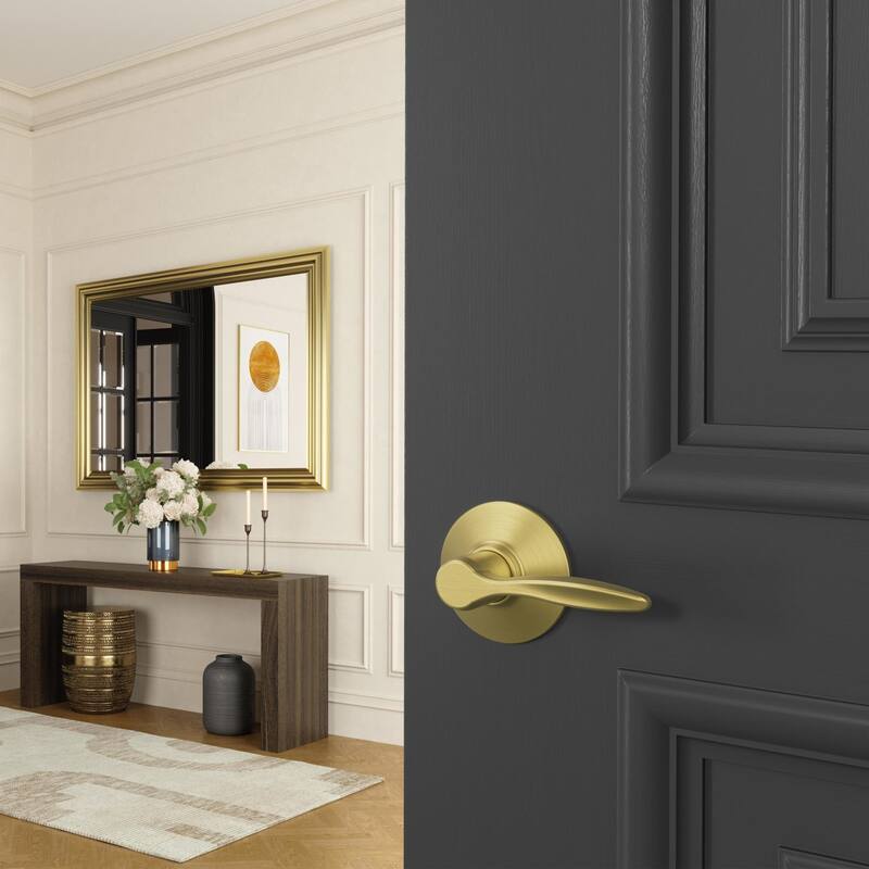 Schlage F10-DEL Delfayo Passage Door Lever Set with Plymouth Trim