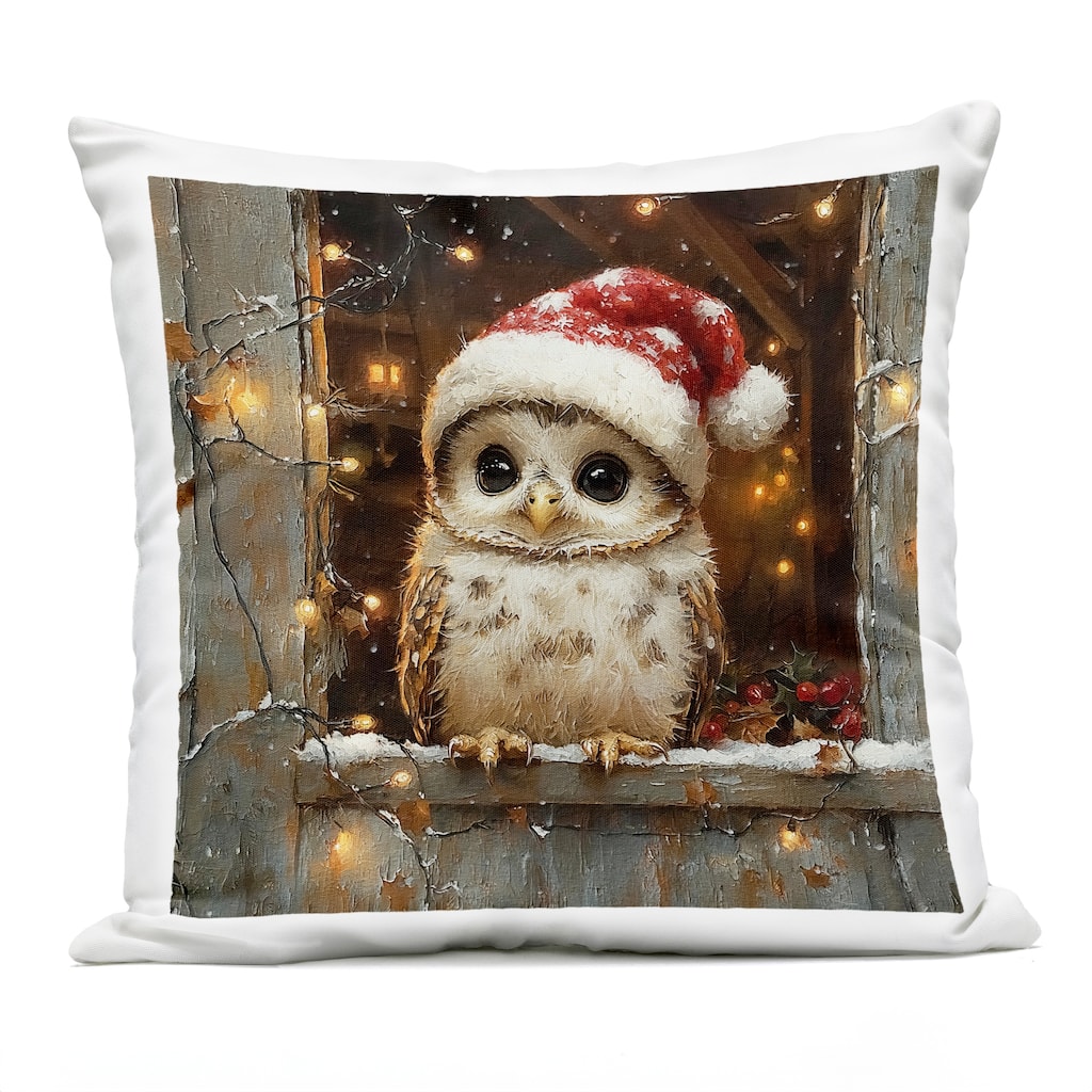 Stupell Festive Owl with Holiday Lights Printed Outdoor Throw Pillow Design by Riley B