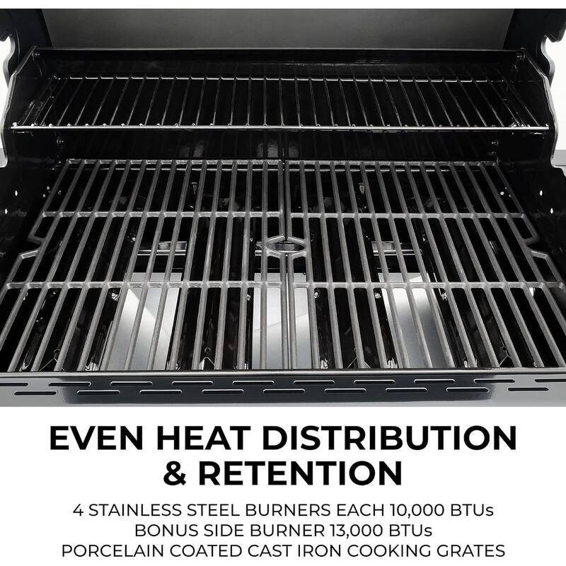 Kenmore 4-Burner Propane Gas Grill, Open Cart Style in Stainless Steel/Black
