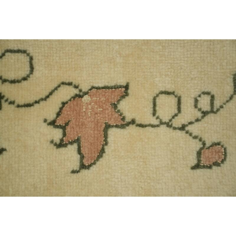 Hand Knotted Oriental Wool & Silk Carpet Traditional All-Over Beige & Ivories Tabriz Area Rug - 9' 11'' X 6' 6''