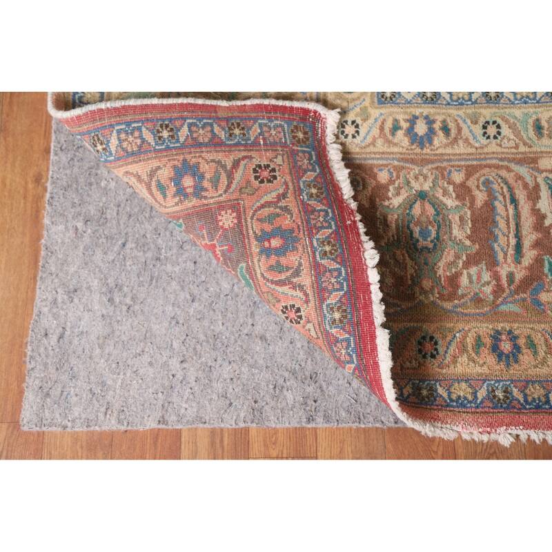 Hand Knotted Oriental 100% Wool Carpet Traditional Floral Coral Mashad Area Rug - 12' 11'' X 9' 6''