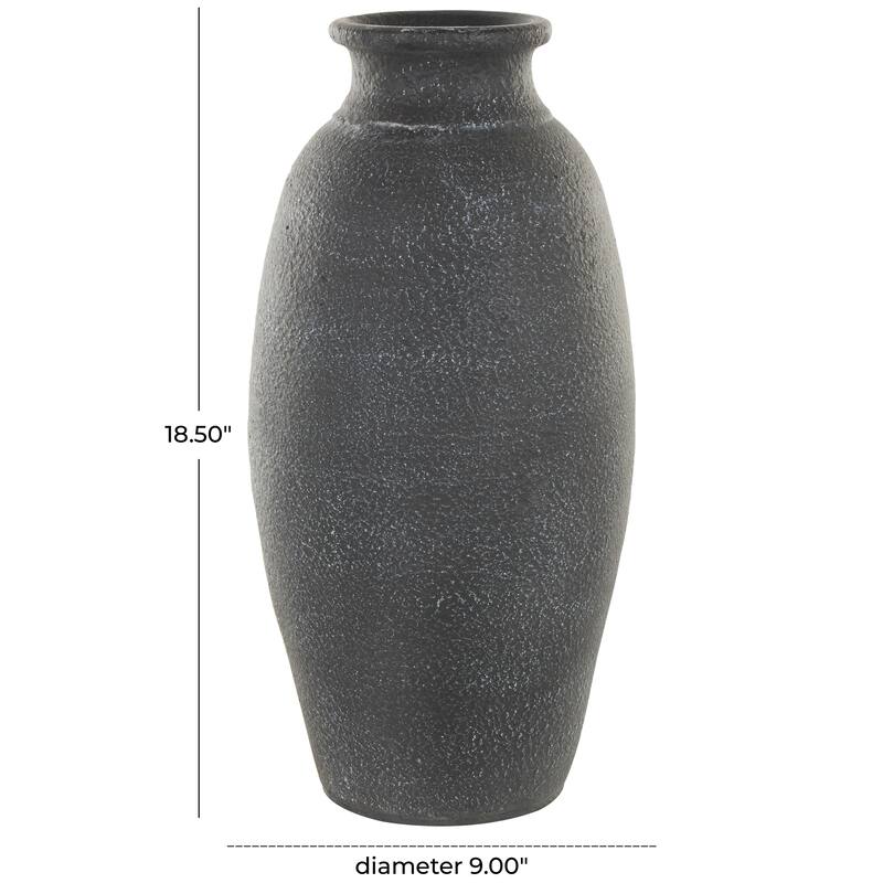Black Ceramic Textured Whitewashed Vase