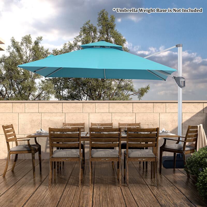 Clihome 10ft Outdoor Patio Cantilever Square Umbrella with Protective Cover